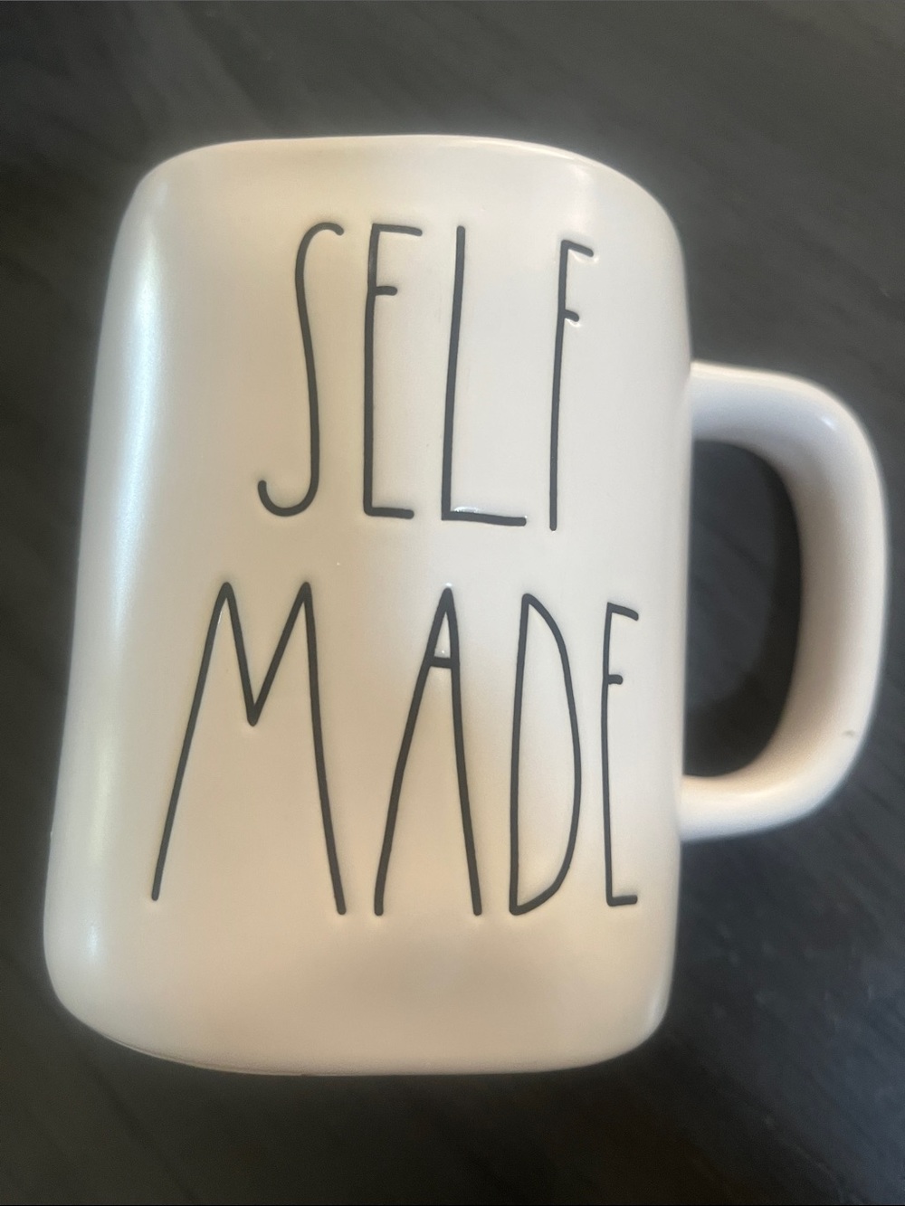 Rae Dunn White Ceramic Mug with Black 'SELF MADE' Lettering